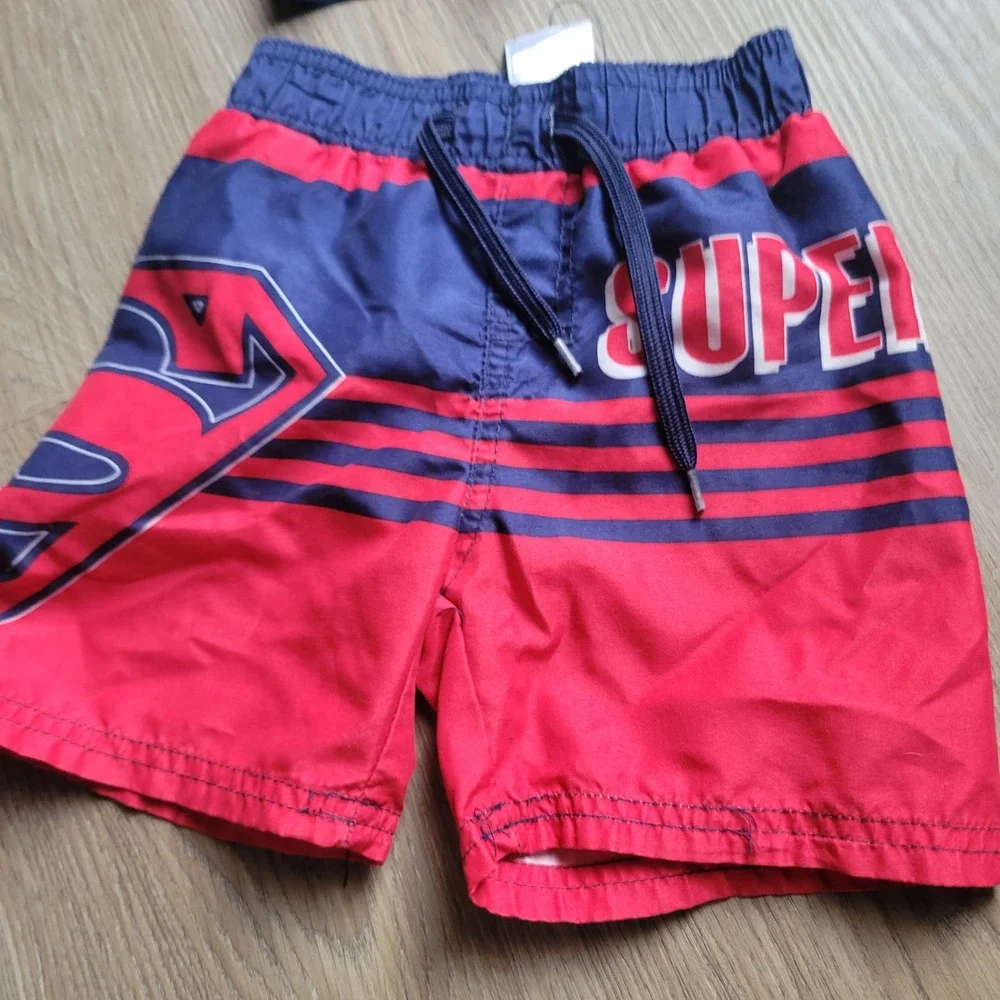 DC Comics Swimsuit Boys 2T Blue Red Superman Rash Guard Trunks 2pc Set Superhero